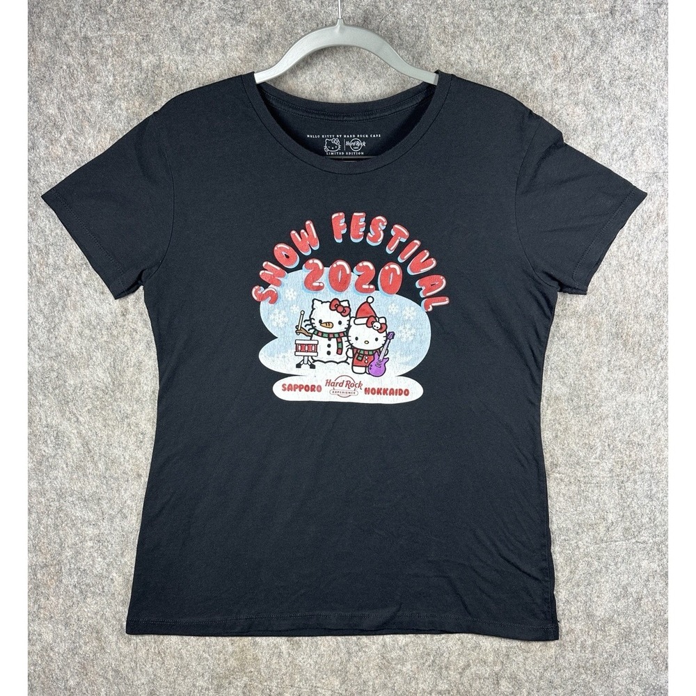 Hello Kitty Hard Rock Cafe Shirt Womens XL Snow Festival 2020 Sapporo Japan